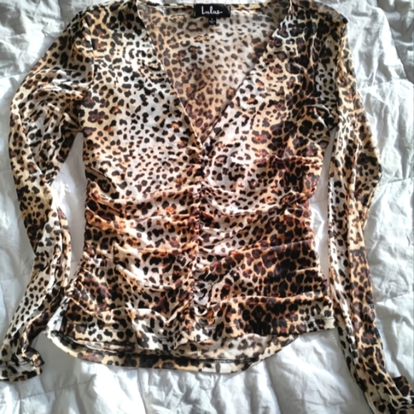 Lulus 90's Sheer Leopard Print Long Sleeve Top - Picture 6 of 10